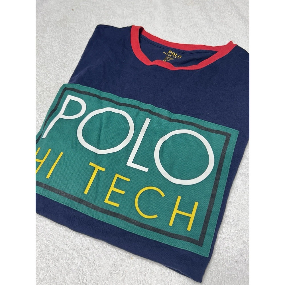 Polo Ralph Lauren Hi Tech Long Sleeve Graphic Shirt Navy Blue - Men's M PRISTINE
